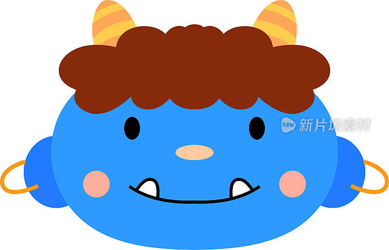 Cute japanese blue demon Mask
